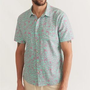 NWT - Stretch Selvage Short Sleeve Shirt Teal Palm Size S